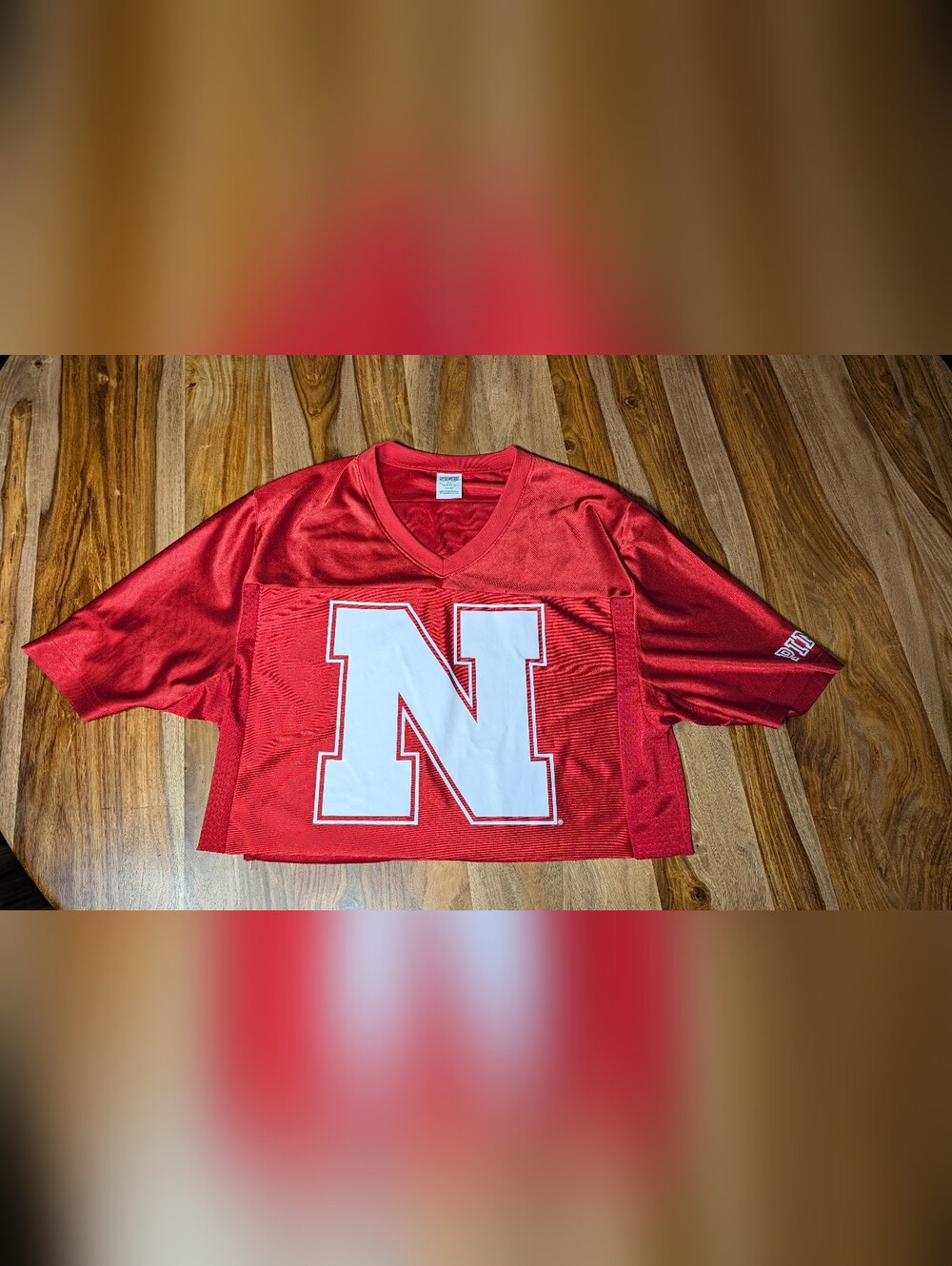 PINK Victoria's Secret Nebraska Huskers Cropped Football Jersey Size S